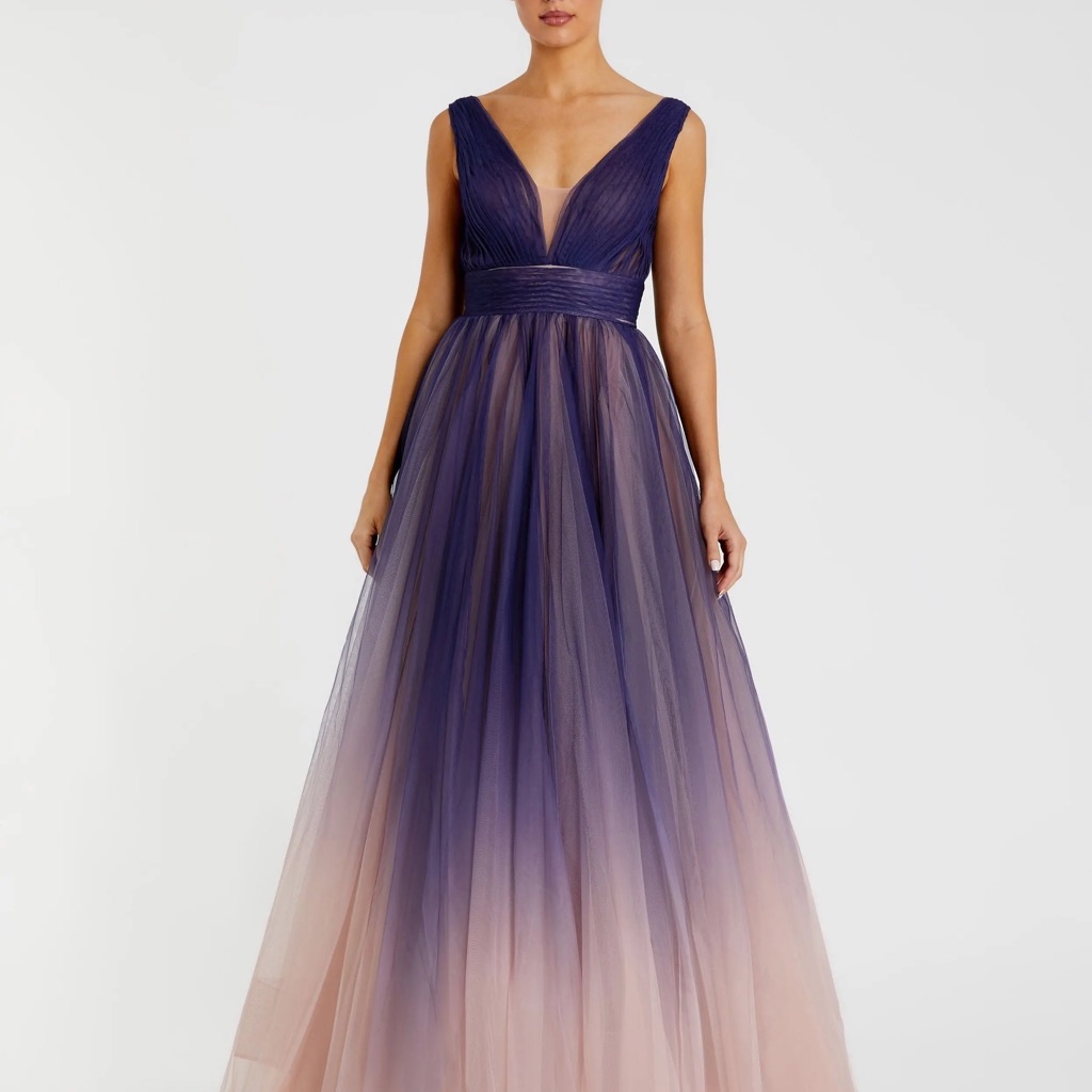 Elegant Purple And Pink Ombre Evening Gown Size 6 Brand New